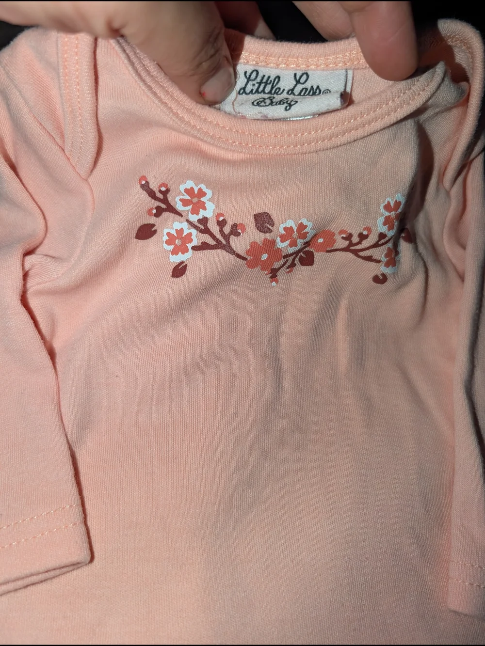 Peach Floral Baby Top & Navy Floral Leggings Set 3-6